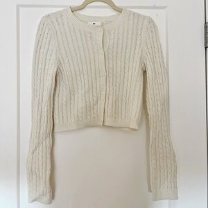NORDSTROM BP Off White Cable Knit Sweater Cardigan Size Small